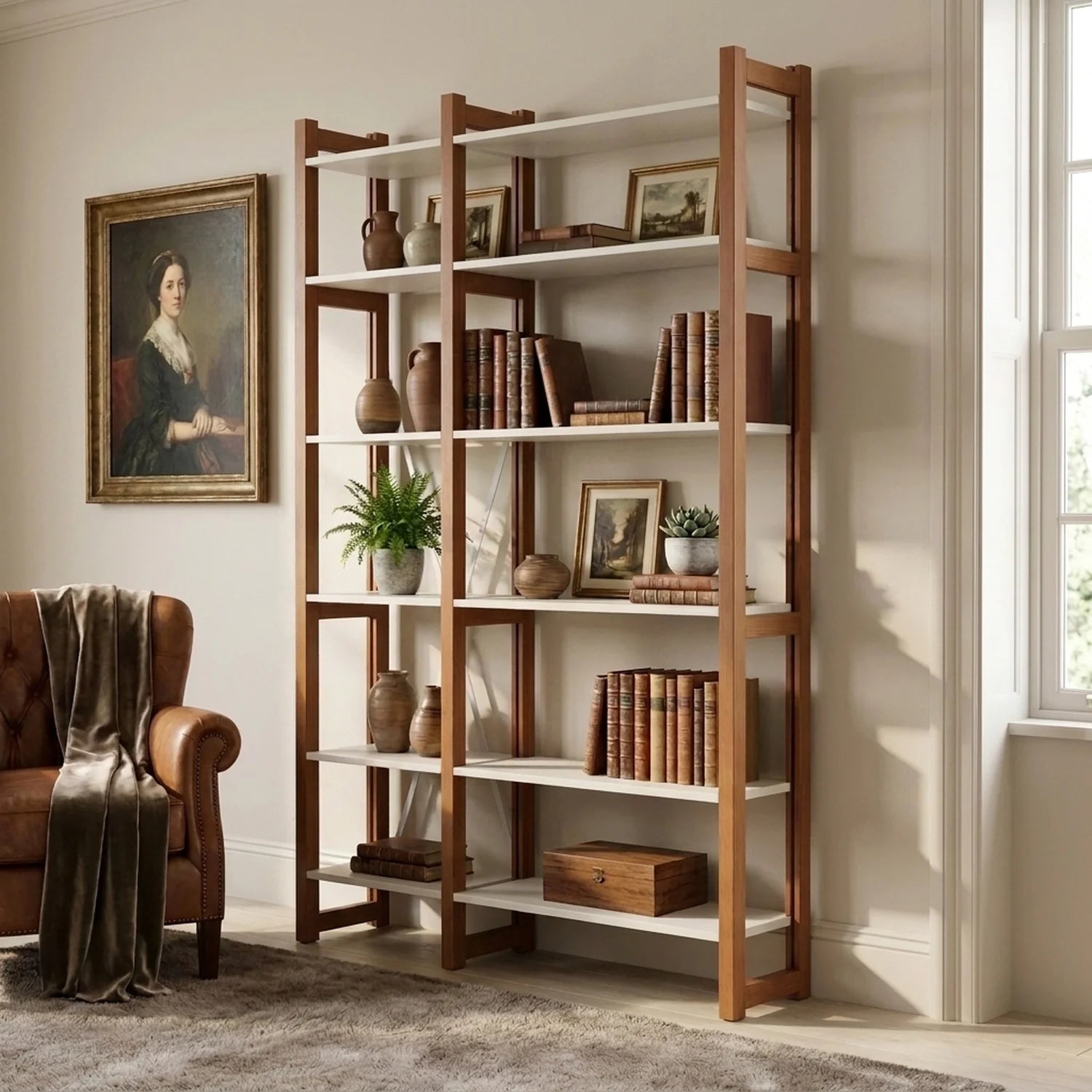 Modernes Bücherregal | Lundia Original | Arrosto & weißes Holz, sfeerbeeld perspectief