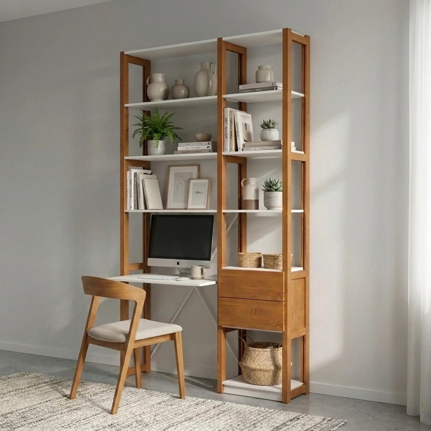 Büroschrank mit Schubladen | Lundia Original | Arrosto & weißes Holz, sfeerbeeld perspectief