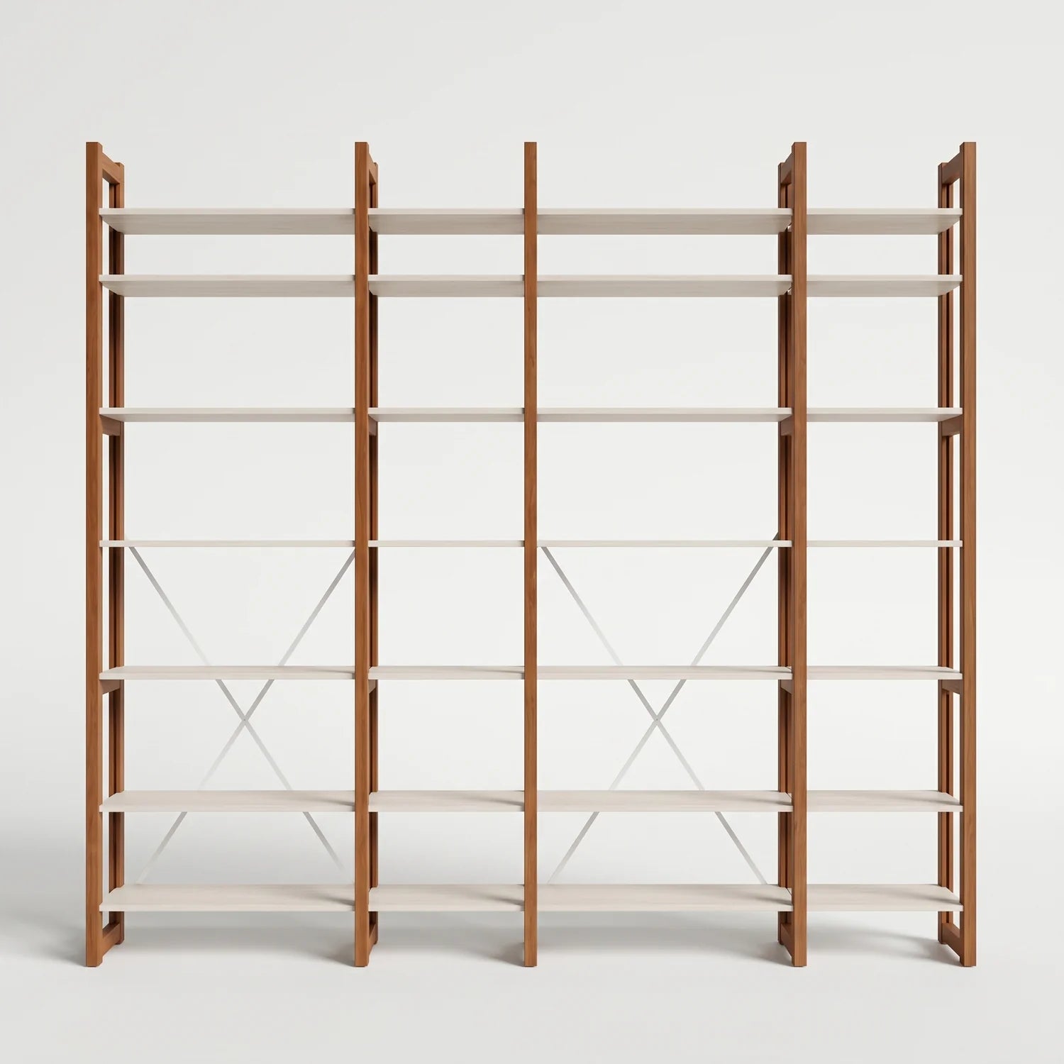 Moderne houten boekenkast | Lundia Original | Arrosto & Wit hout, vooraanzicht