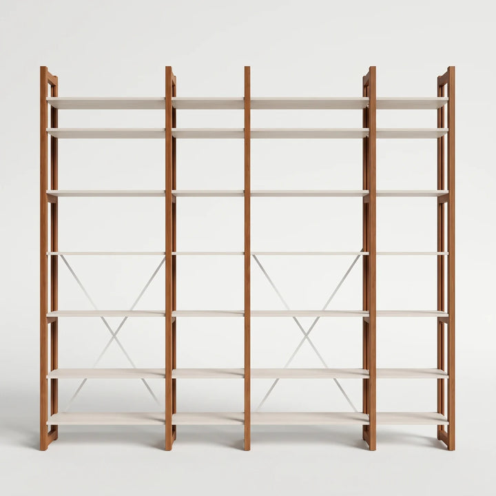 Moderne houten boekenkast | Lundia Original | Arrosto & Wit hout, vooraanzicht