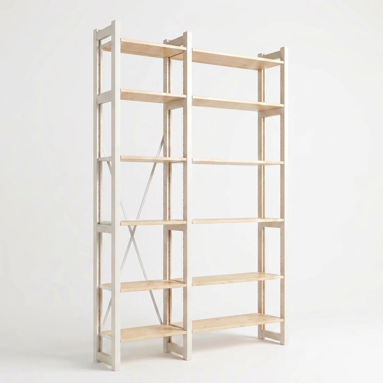 Skandinavisches Bücherregal | Lundia Original | Klar lackiert & weißes Holz, perspectief