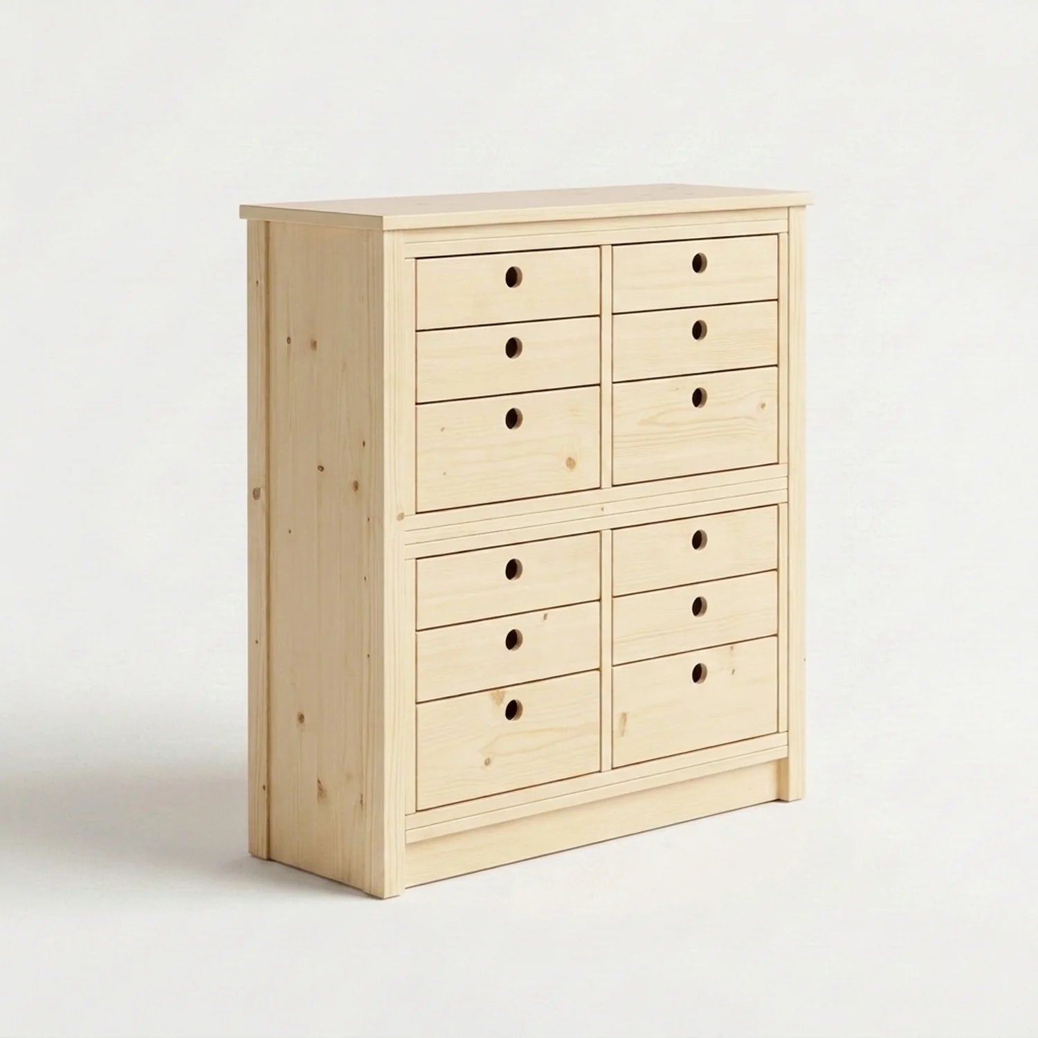 Hohe & schmale Kommode | Lundia Original | Klar lackiertes Holz, perspectief