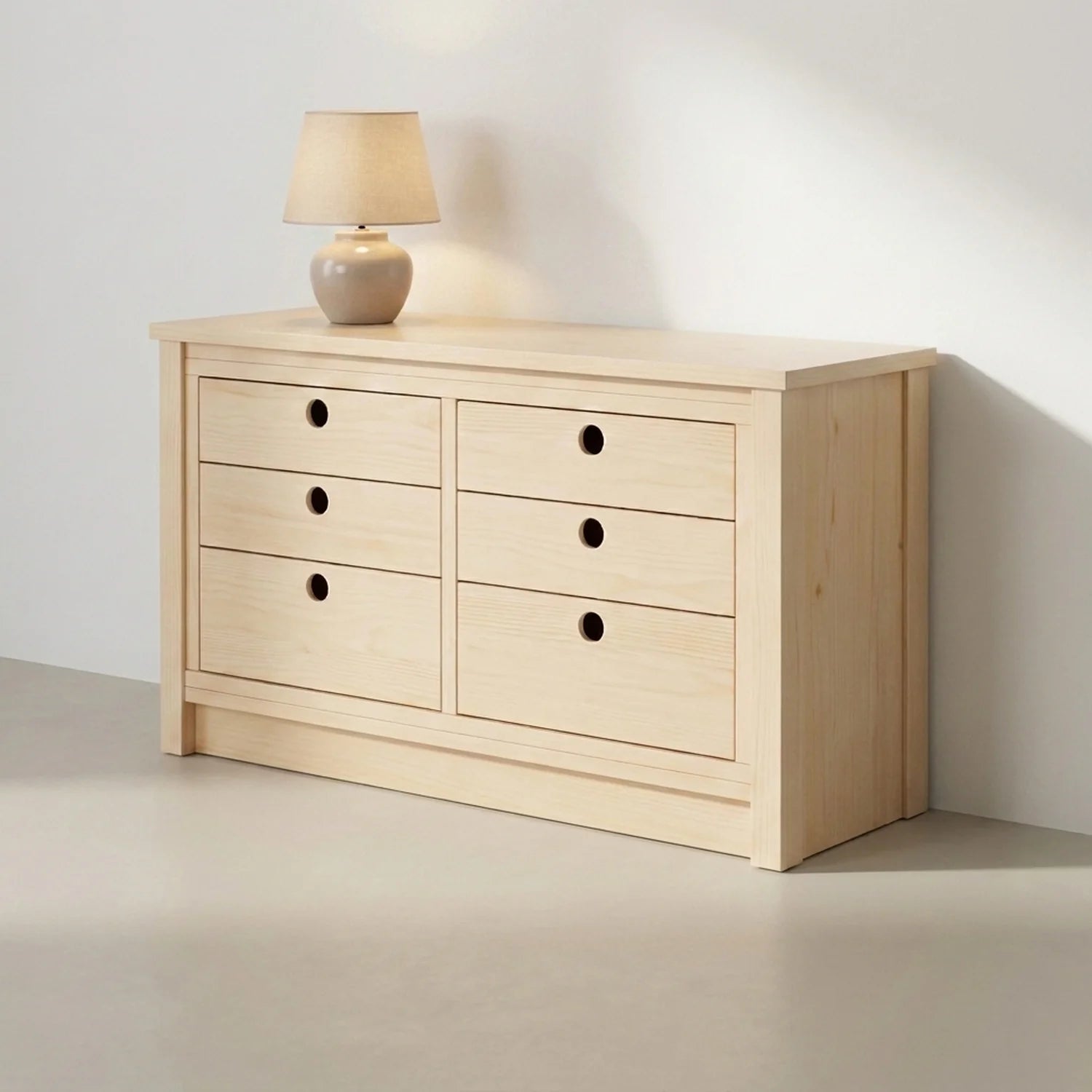 Niedrige Kommode | Lundia Original | Klar lackiert, sfeerbeeld perspectief