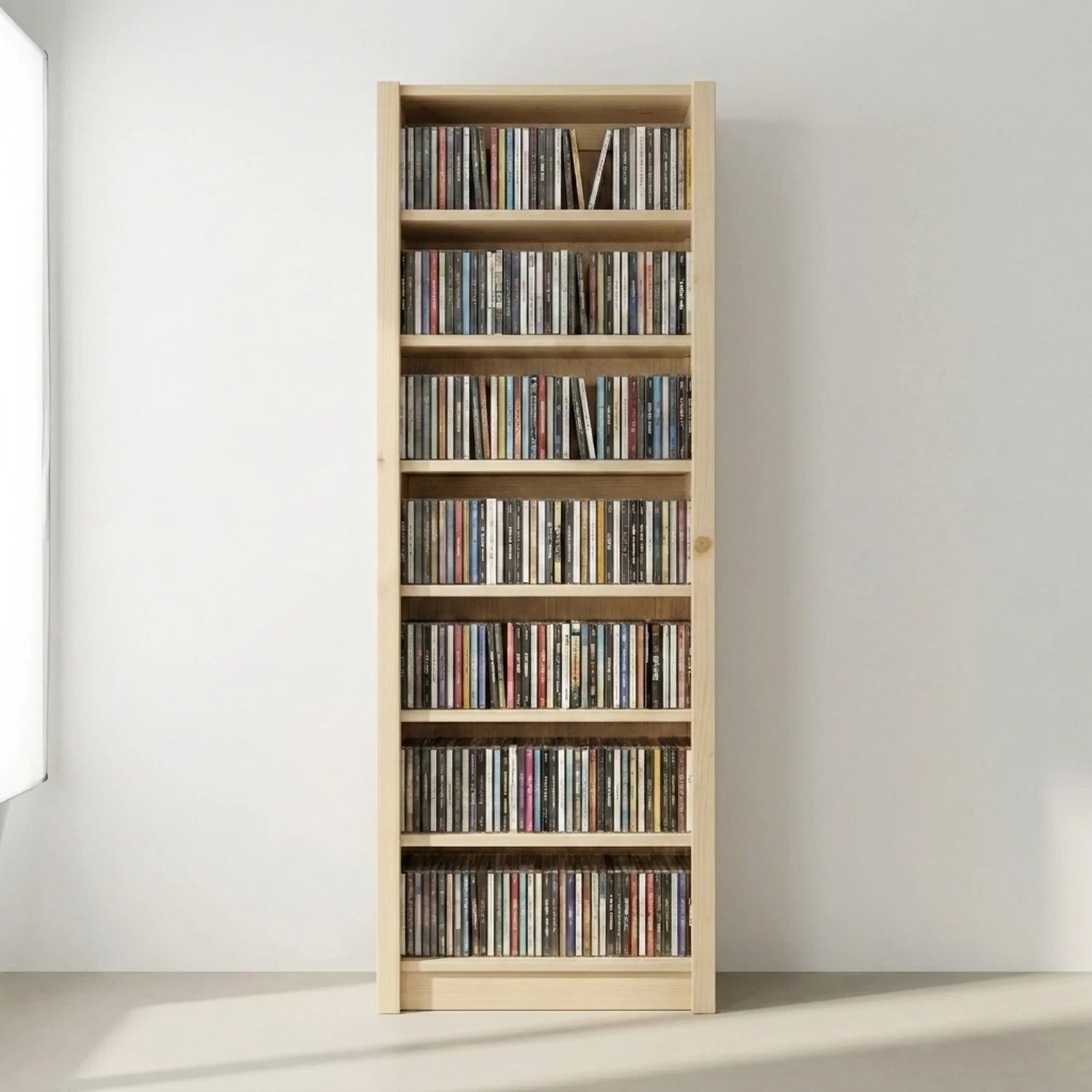 Schmaler CD-/DVD-Schrank | Lundia Original | Klar lackiertes Holz, sfeerbeeld perspectief