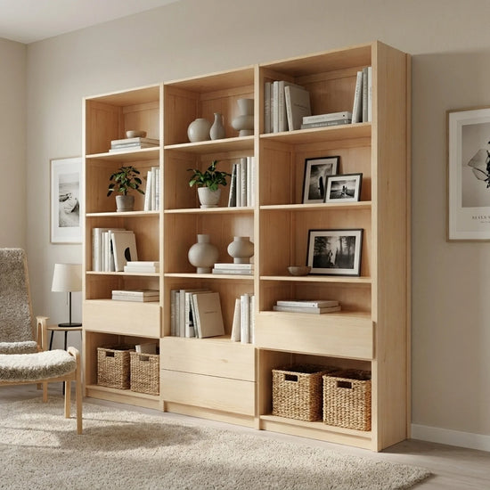 Wandkast mit Schubladen | Lundia Original | Klar lackiert Holz, sfeerbeeld perspectief