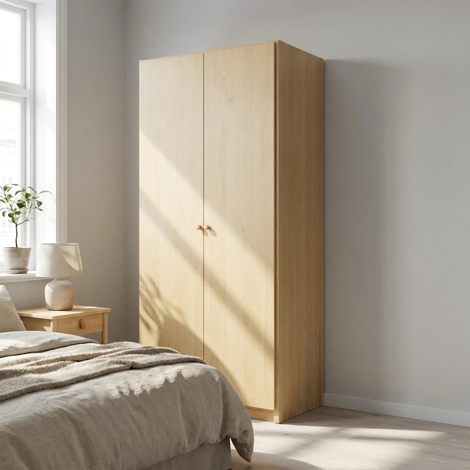 Kleiderschrank mit Türen | Lundia Original | Klar lackiertes Holz, sfeerbeeld perspectief