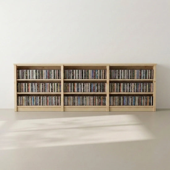 Niedriger CD-/DVD-Schrank | Lundia Original | Klar lackiertes Holz, sfeerbeeld perspectief