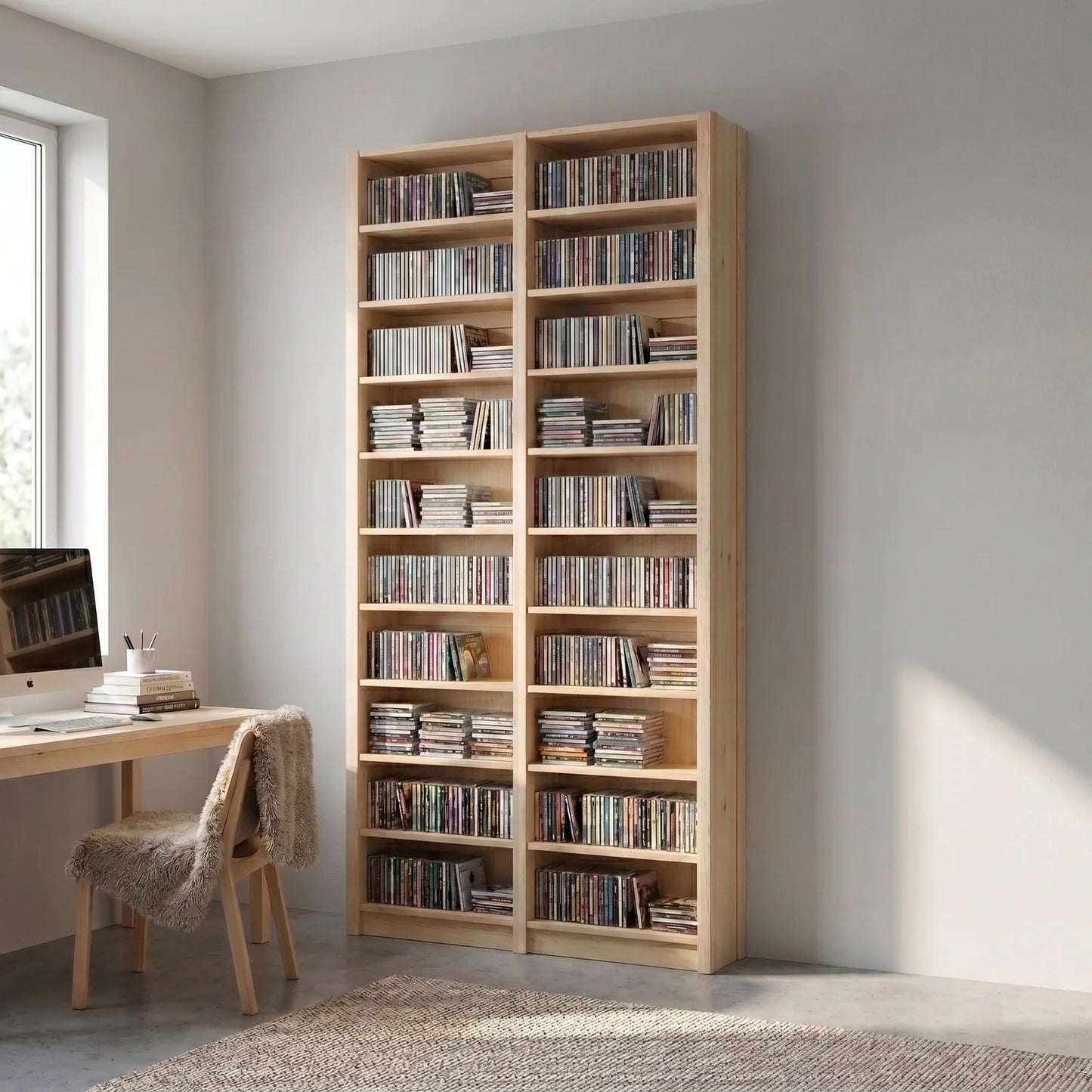 Hoher CD-/DVD-Schrank | Lundia Original | Klar lackiertes Holz, sfeerbeeld vooraanzicht