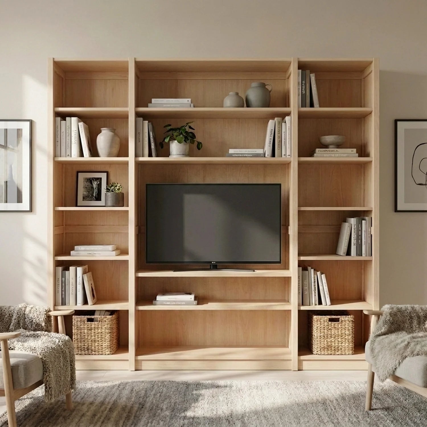 TV-Wandschrank | Lundia Original | Klar lackiertes Holz, sfeerbeeld vooraanzicht