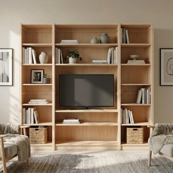 TV-Wandschrank | Lundia Original | Klar lackiertes Holz, sfeerbeeld vooraanzicht