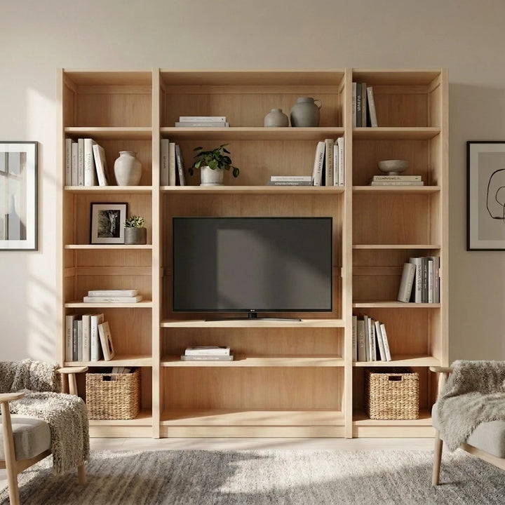 TV-Wandschrank | Lundia Original | Klar lackiertes Holz, sfeerbeeld vooraanzicht