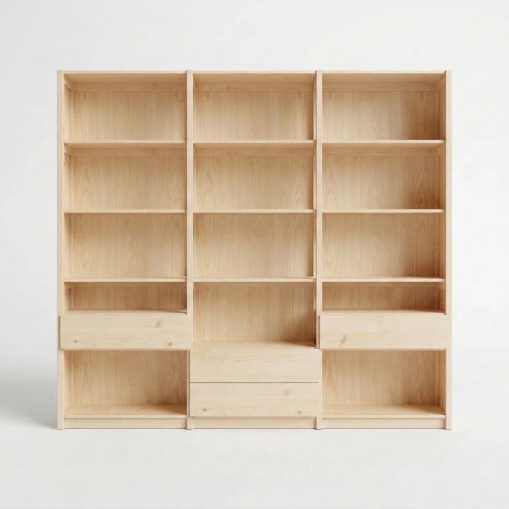 Wandkast mit Schubladen | Lundia Original | Klar lackiert Holz, vooraanzicht