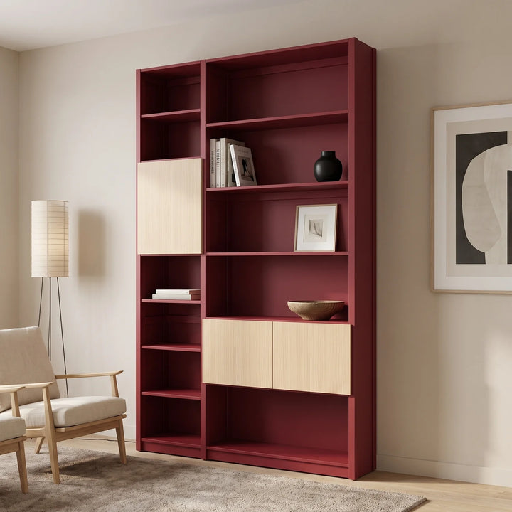 Wandschrank mit Türen | Lundia Original | Bordeauxrot & Farblos lackiert, sfeerbeeld vooraanzicht