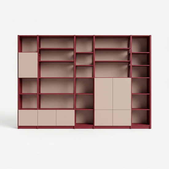 Wandschrank mit Türen | Lundia Original | Bordeauxrot & Kalk rosa, vooraanzicht
