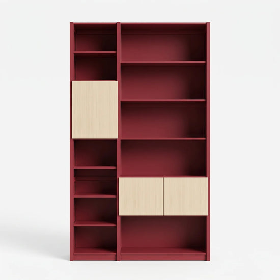 Wandschrank mit Türen | Lundia Original | Bordeauxrot & Farblos lackiert, vooraanzicht