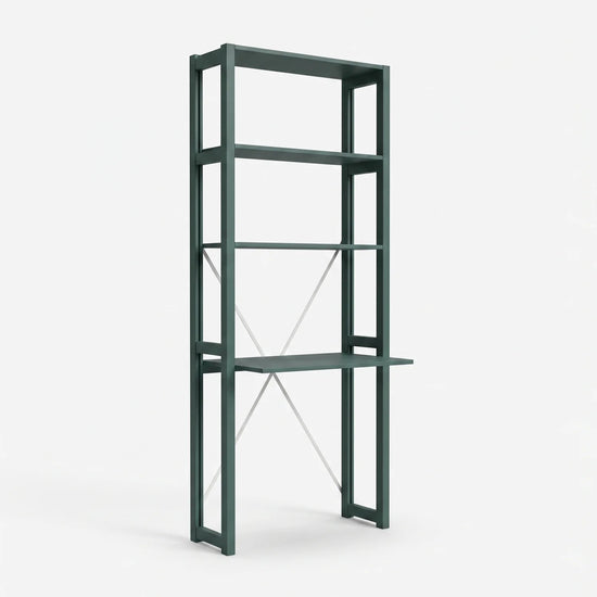 Kompakter Büroschrank | Lundia Original | Tannengrün lackiert, perspectief