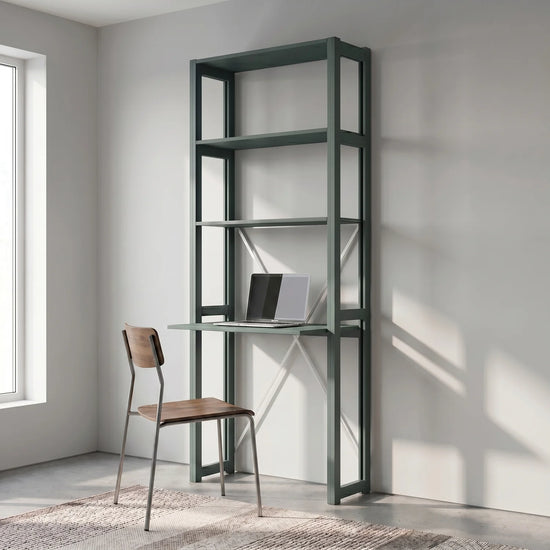 Kompakter Büroschrank | Lundia Original | Tannengrün lackiert, sfeerbeeld perspectief