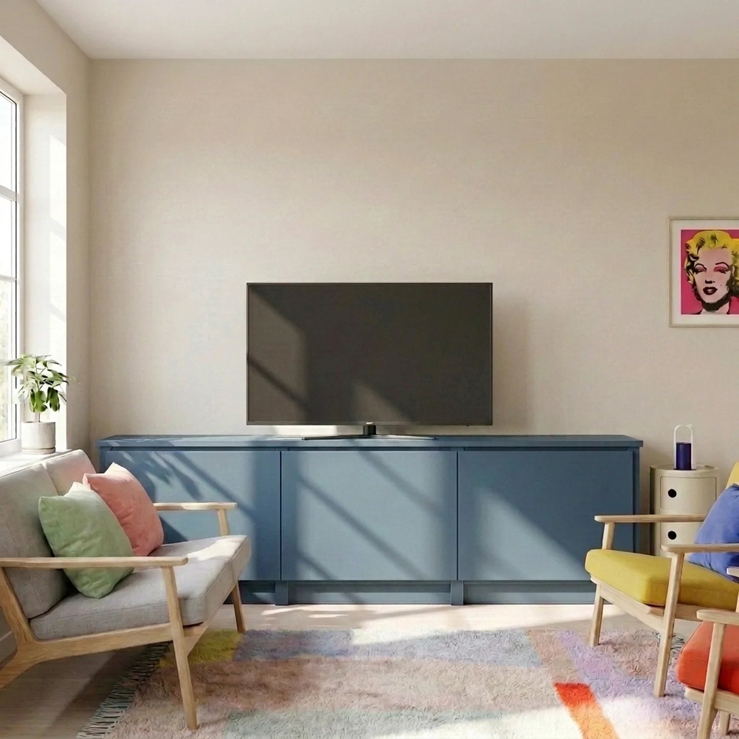 Niedriges Sideboard | Lundia Original | Hague blau, sfeerbeeld vooraanzicht