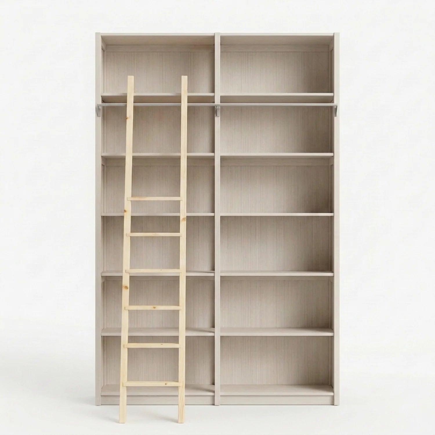 Holzbücherregal mit Leiter | Lundia Original | Latte Holz, vooraanzicht