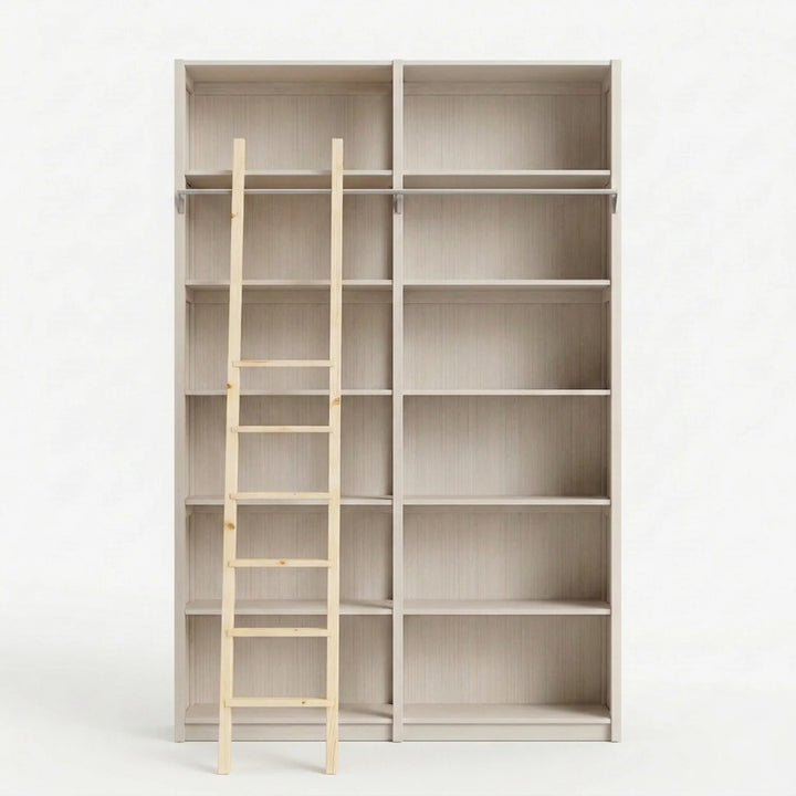 Holzbücherregal mit Leiter | Lundia Original | Latte Holz, vooraanzicht
