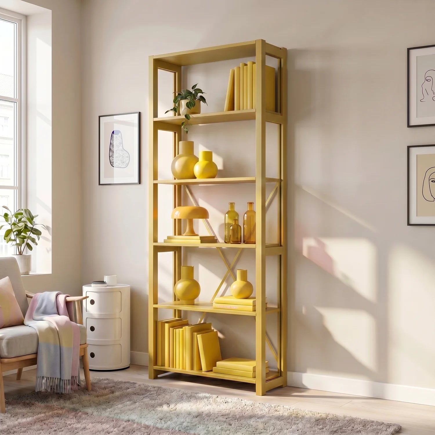 Bücherregal | Lundia Original | Senfgrün, sfeerbeeld perspectief