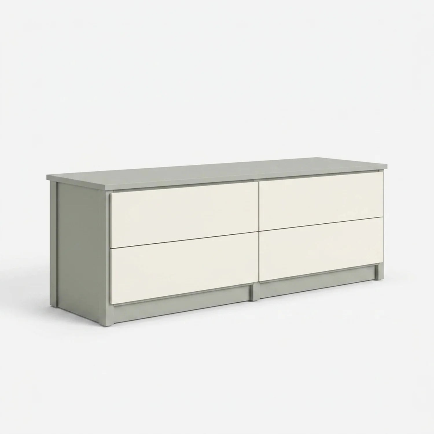 TV-Schrank mit Schubladen | Lundia Original | Nebelgraues & weißes Holz, perspectief