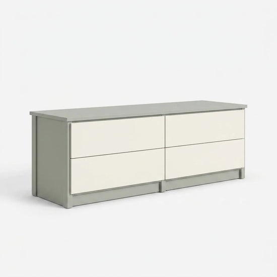 TV-Schrank mit Schubladen | Lundia Original | Nebelgraues & weißes Holz, perspectief