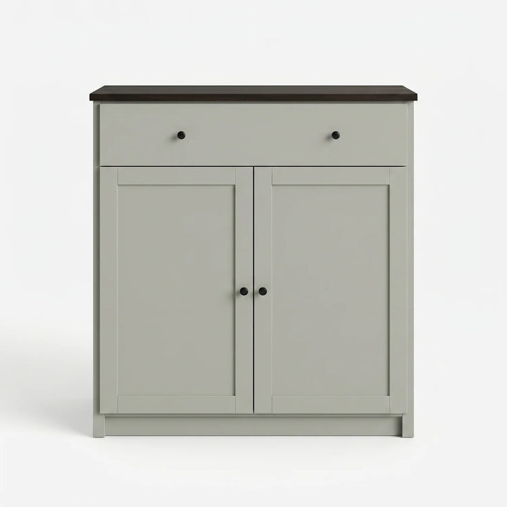 Sideboard mit Schublade und Türen | Lundia Original | Nebelgrau & Schwarz, vooraanzicht