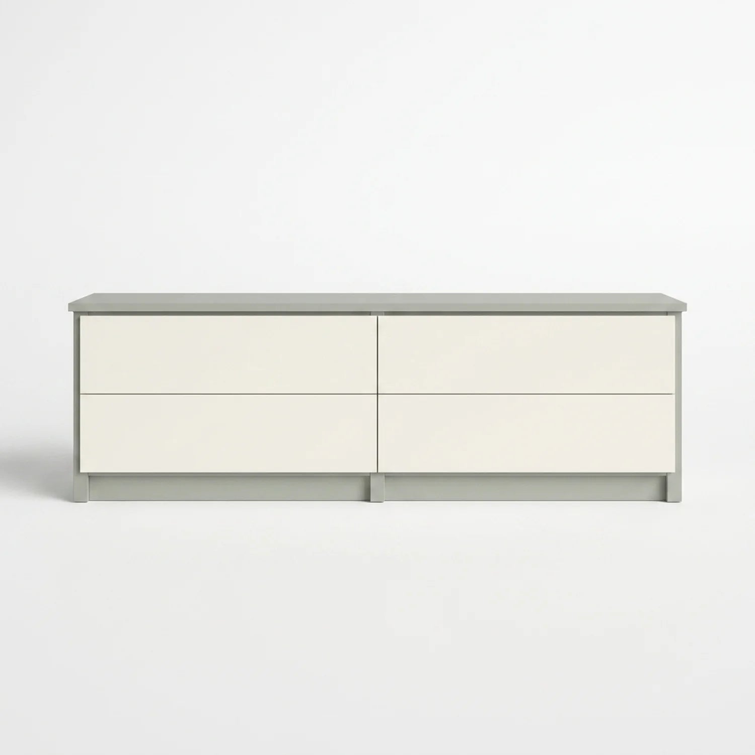 TV-Schrank mit Schubladen | Lundia Original | Nebelgraues & weißes Holz, vooraanzicht