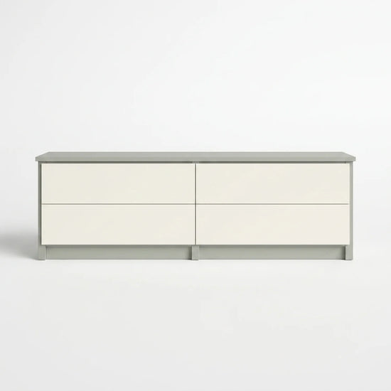 TV-Schrank mit Schubladen | Lundia Original | Nebelgraues & weißes Holz, vooraanzicht
