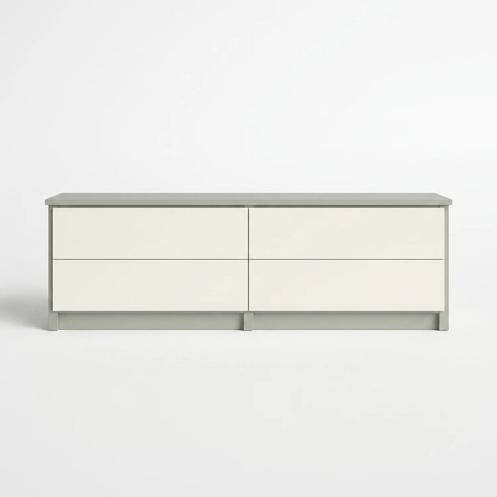 TV-Schrank mit Schubladen | Lundia Original | Nebelgraues & weißes Holz, vooraanzicht