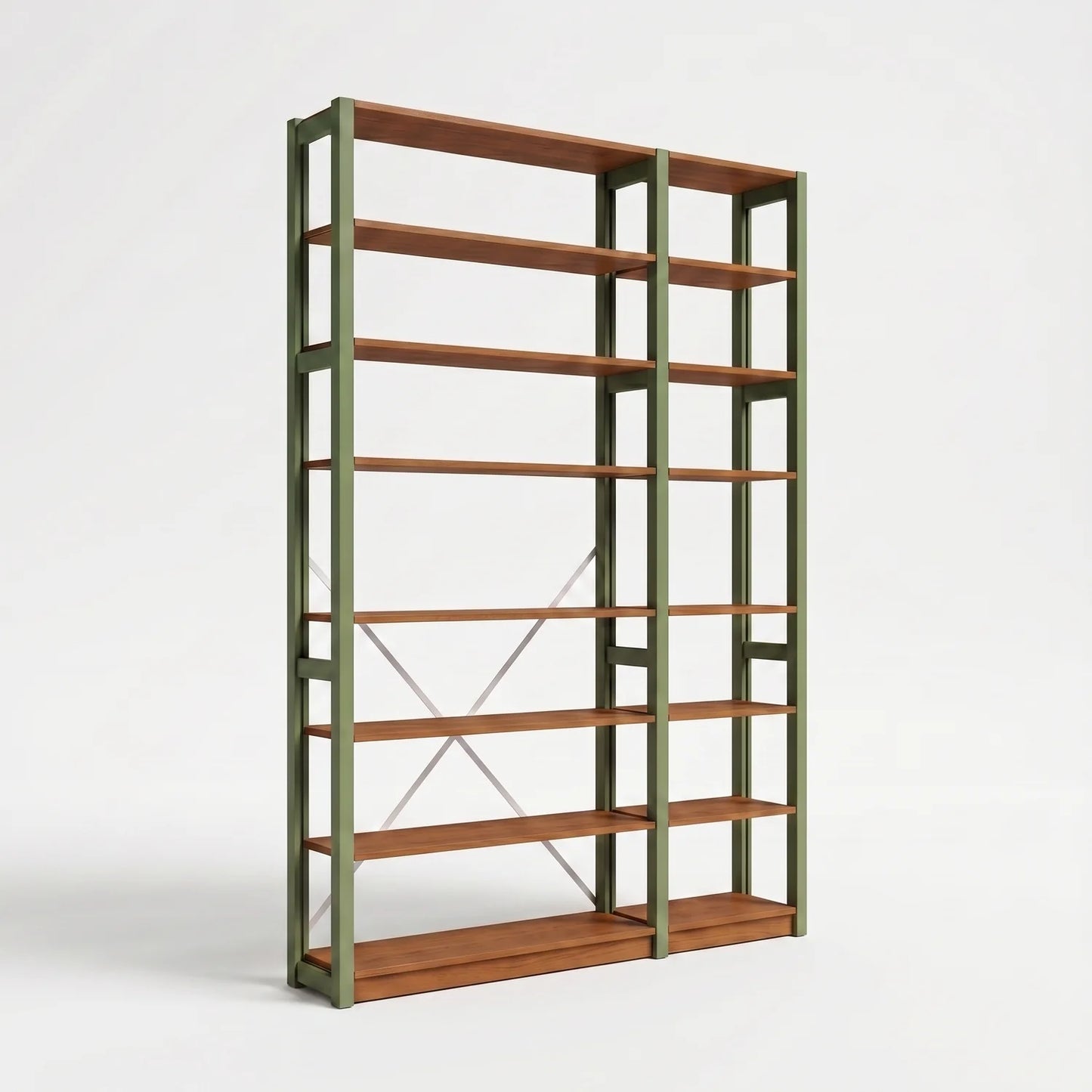 Bücherregal mit Diagonale | Lundia Original | Olivgrün & Arrosto, perspectief