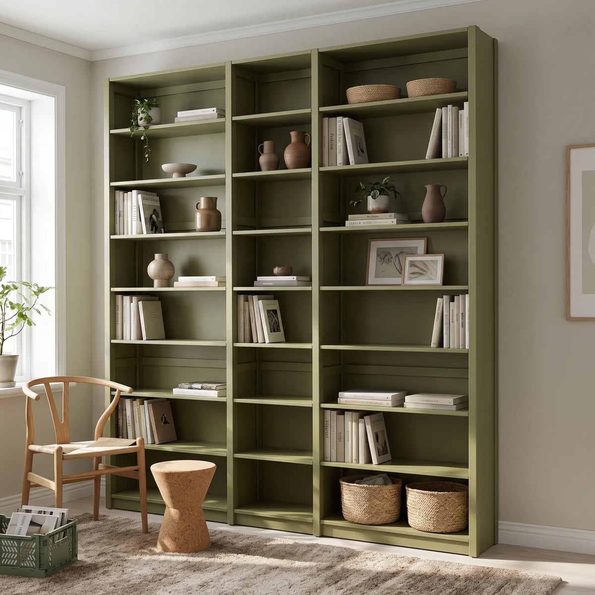 Bücherregal | Lundia Original | Olivgrün, sfeerbeeld perspectief