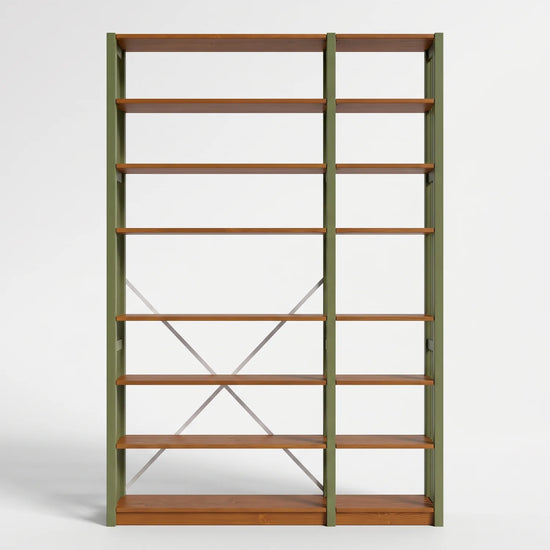 Bücherregal mit Diagonale | Lundia Original | Olivgrün & Arrosto, vooraanzicht