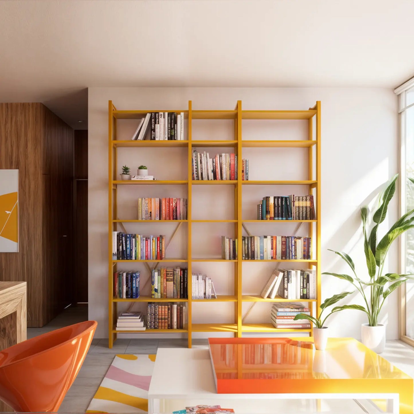 Offenes Bücherregal | Lundia Original | Safrangelb, vooraanzicht sfeer