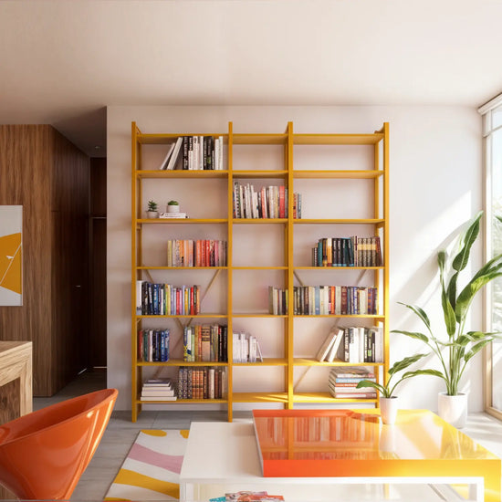 Offenes Bücherregal | Lundia Original | Safrangelb, vooraanzicht sfeer