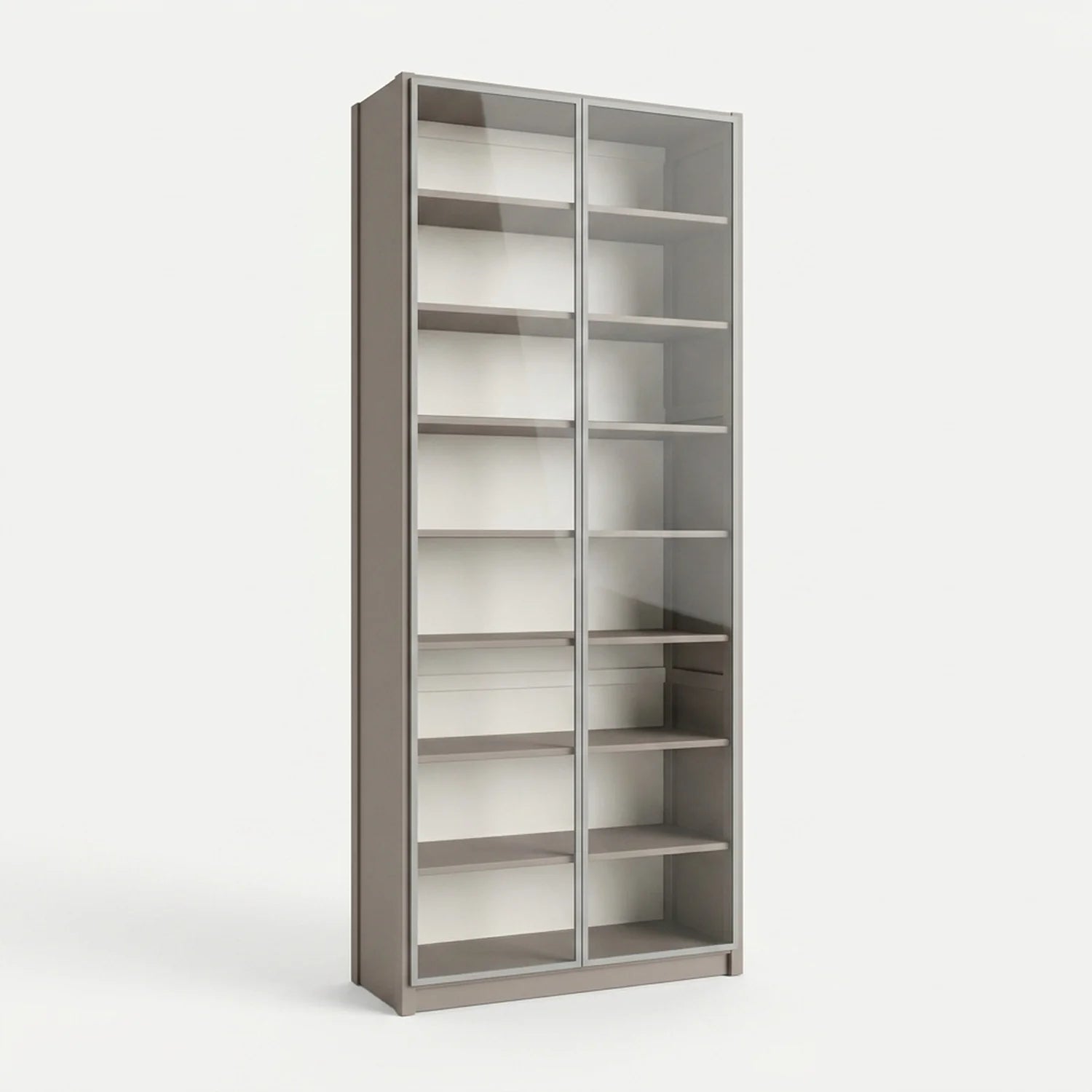 Vitrine mit Glastür | Lundia Original | Steingrau & Weiß, perspectief