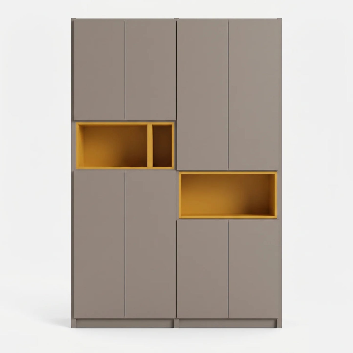 Wandschrank mit offenen Fächern | Lundia Original | Steingrau & Safrangelb Holz, vooraanzicht