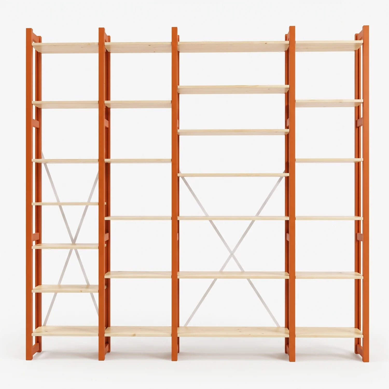 Offenes Bücherregal | Lundia Original | Feuerorange & Farblos lackiert, vooraanzicht