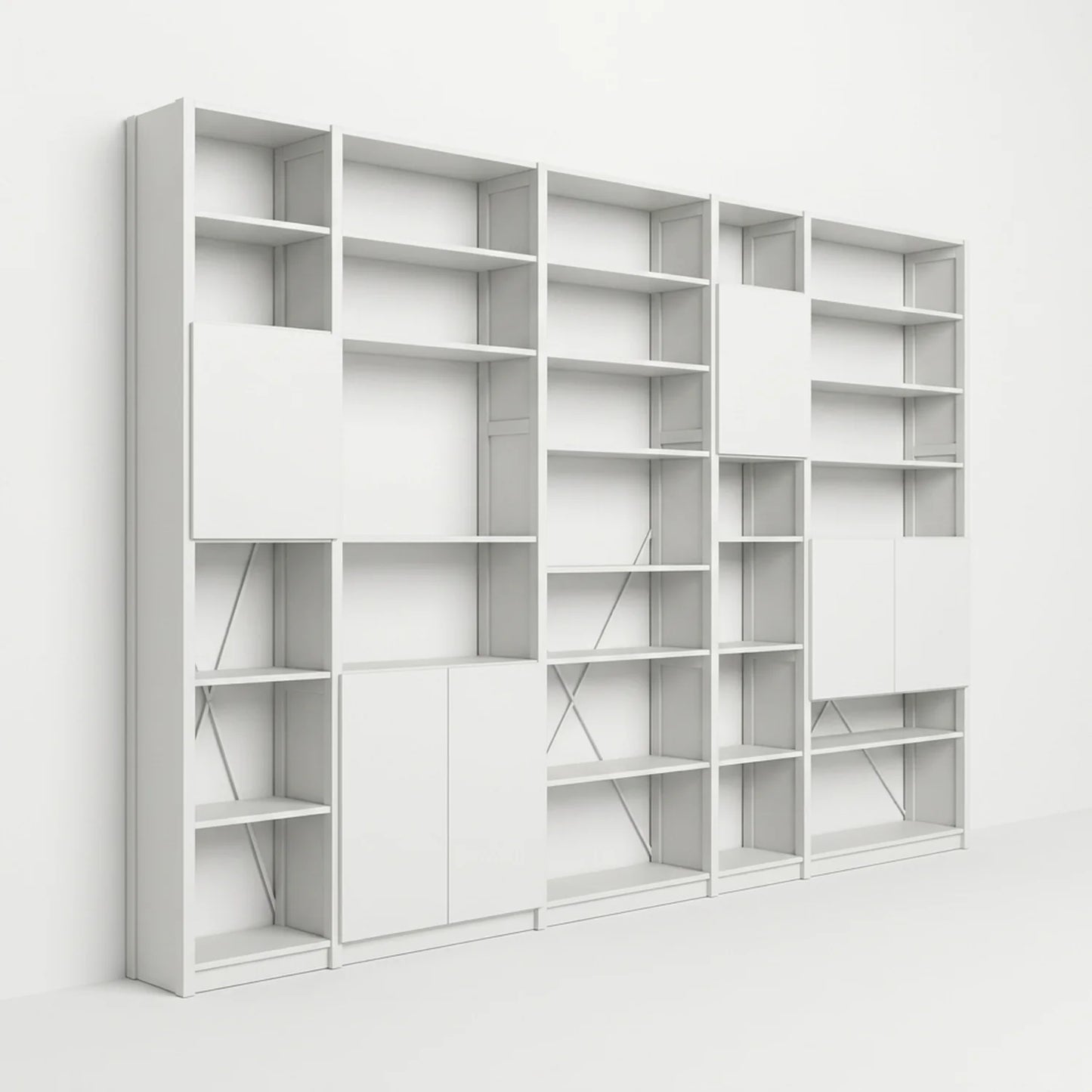 Bücherwandregal mit Türen | Lundia Original | Weißes Holz, perspectief