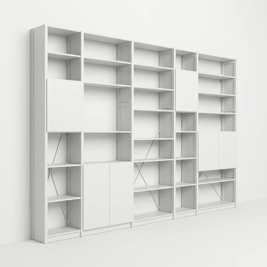Bücherwandregal mit Türen | Lundia Original | Weißes Holz, perspectief