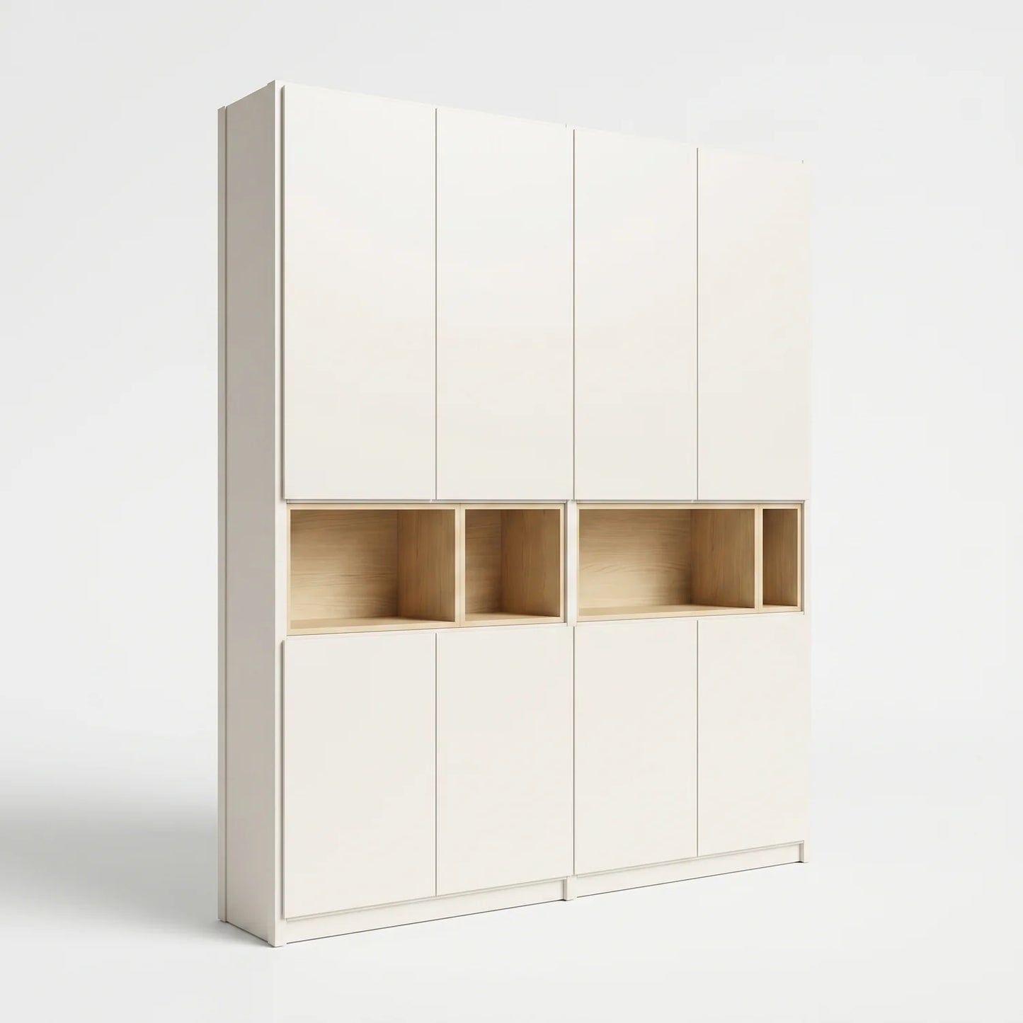 Großer Wandschrank mit Fächern | Lundia Original | Weiß & Farblos lackiertes Holz, perspectief
