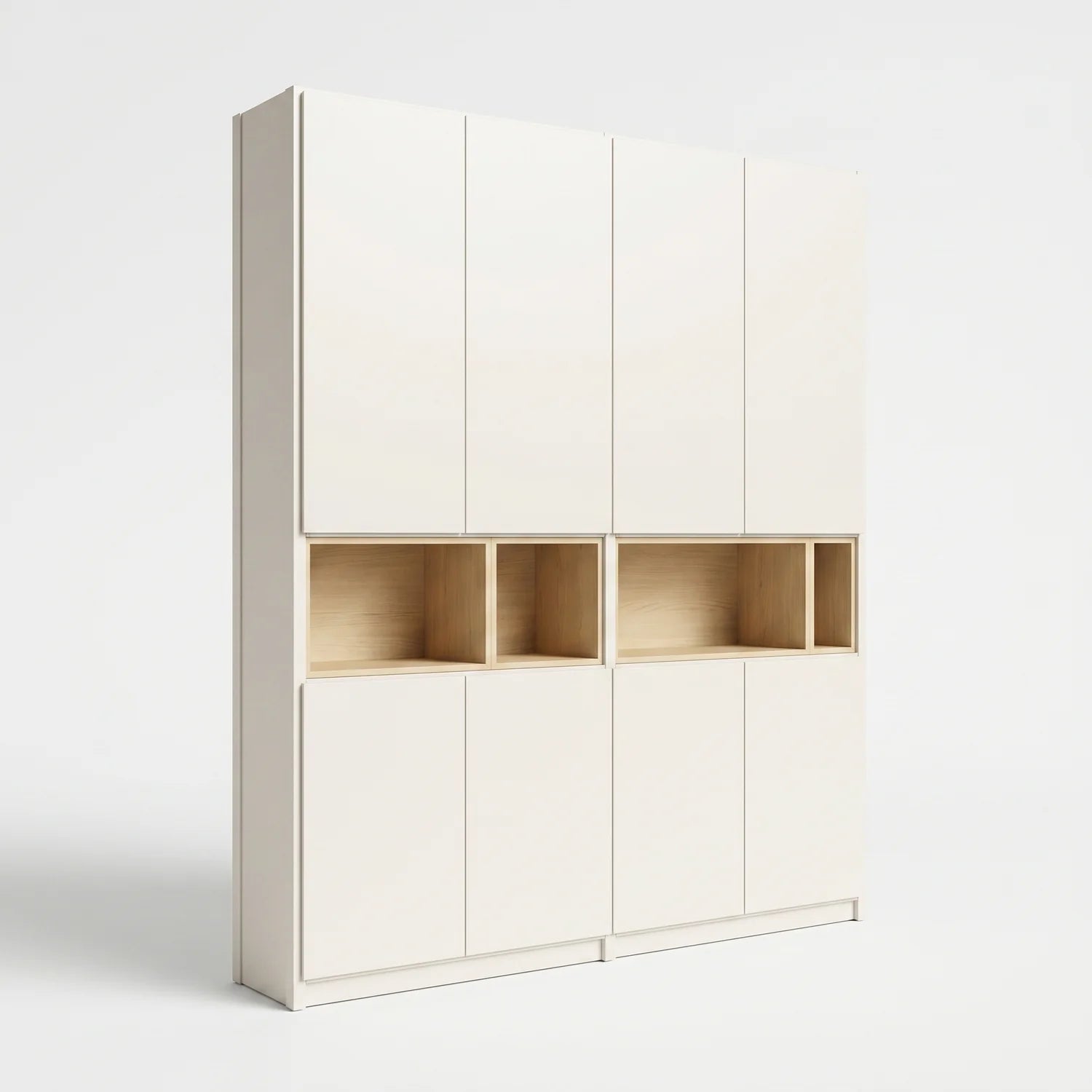 Großer Wandschrank mit Fächern | Lundia Original | Weiß & Farblos lackiertes Holz, perspectief