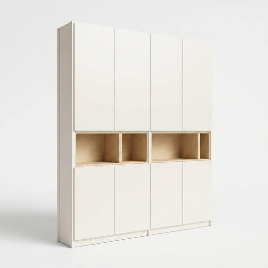 Großer Wandschrank mit Fächern | Lundia Original | Weiß & Farblos lackiertes Holz, perspectief