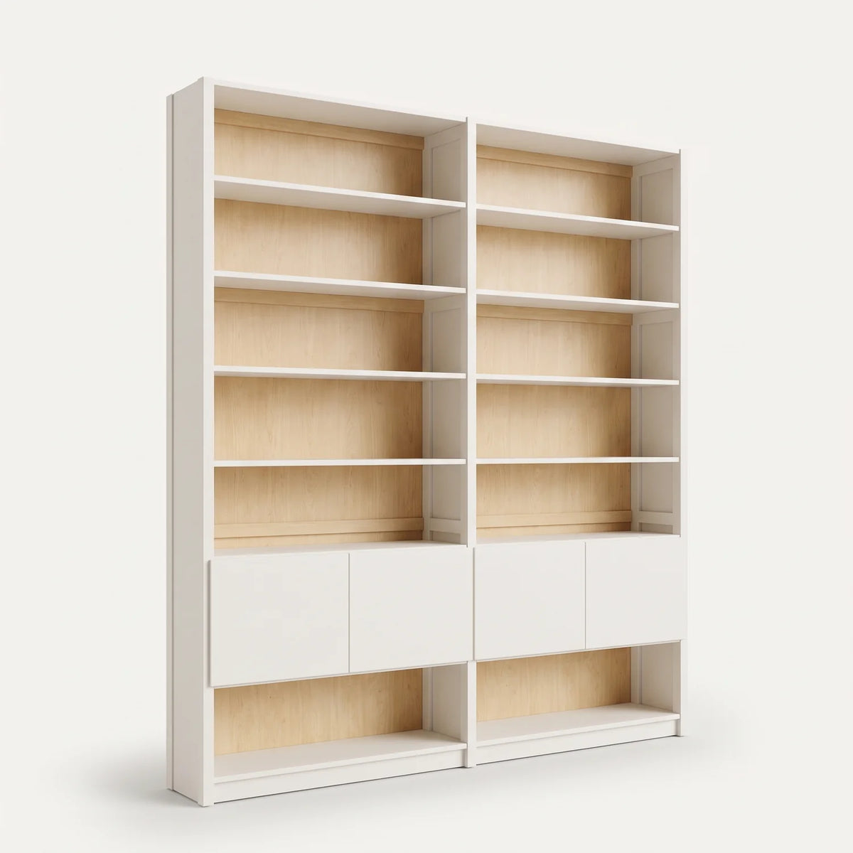 Skandinavisches Bücherregal mit Türen | Lundia Original | Weiß & Farblos lackiert, perspectief
