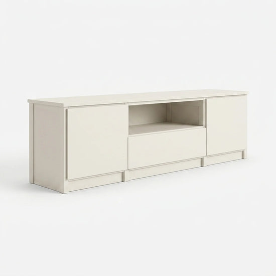 TV-Schrank mit offenem Fach | Lundia Original | Weißes Holz, perspectief