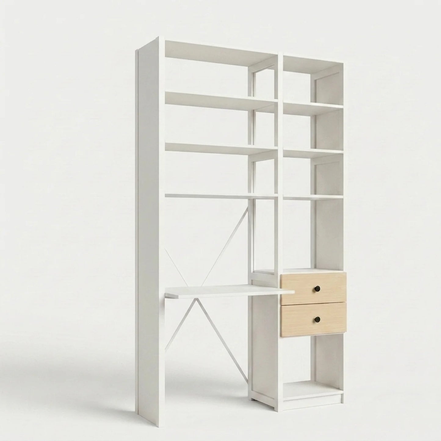 Büroschrank mit Schubladen | Lundia Original | Weißes Holz, perspectief