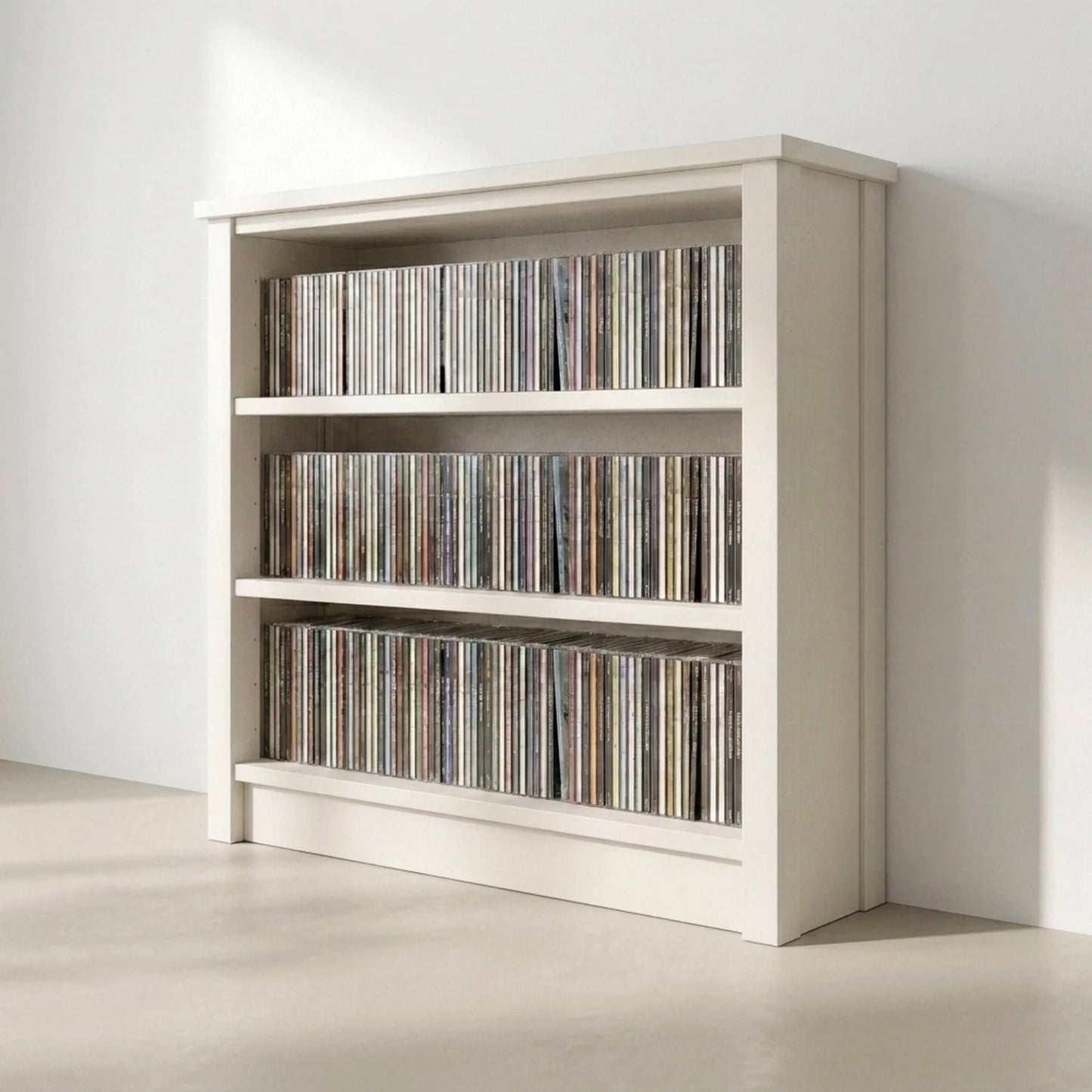 Niedriger CD-/DVD-Schrank | Lundia Original | Weißes Holz, sfeerbeeld perspectief