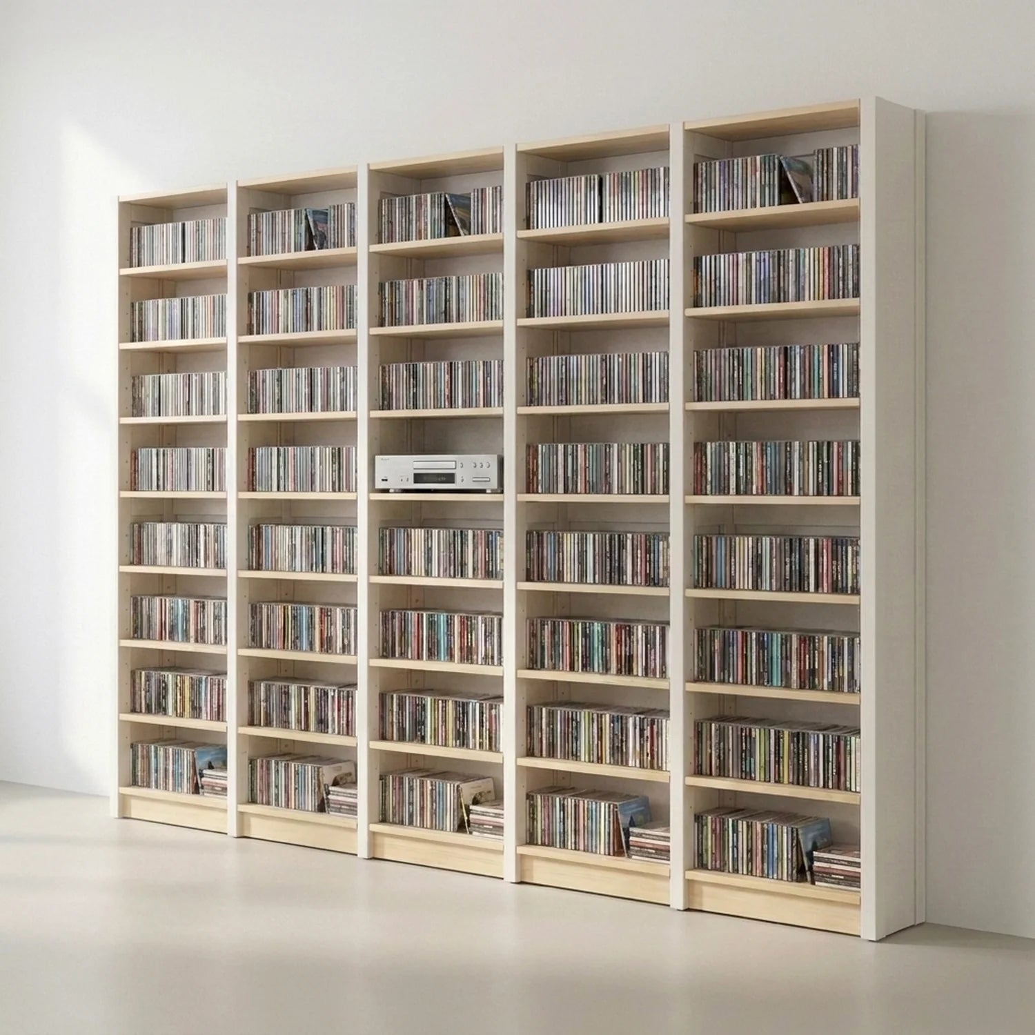 Skandinavischer CD-/DVD-Schrank | Lundia Original | Weiß & klar lackiert, sfeerbeeld vooraanzicht