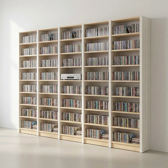 Skandinavischer CD-/DVD-Schrank | Lundia Original | Weiß & klar lackiert, sfeerbeeld vooraanzicht
